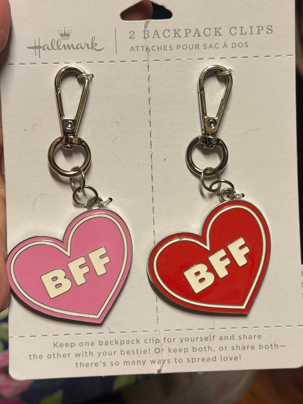 Hallmark BFF Heart Key & Card Holders - Pink and Red (2-Pack)